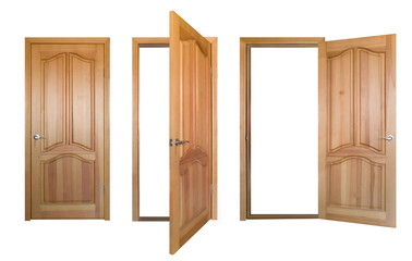 three wooden doors