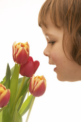 girl and flowers
