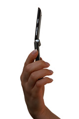 hand mit mobiltelefon