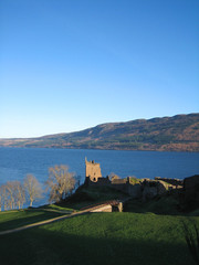 castle ruins overlooking loch ness