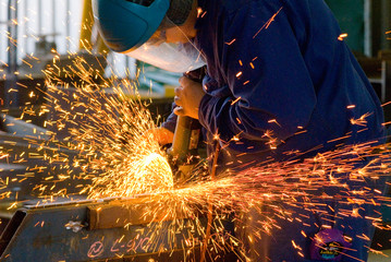 men at work grinding steel - 2844240