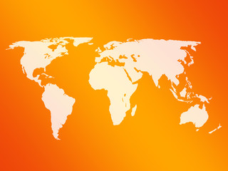 world map 3d orange
