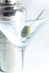olive in martini glass