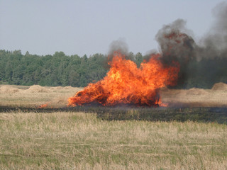 burning haystack