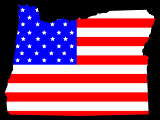Fototapeta premium map of the state of oregon and american flag