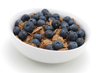 blueberry cereal on the white background