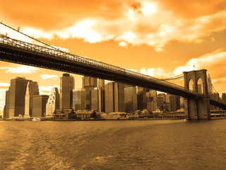 Naklejka premium Brooklyn Bridge i Nowy Jork