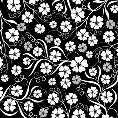 Papier Peint photo autocollant Fleurs noir et blanc motif floral