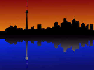 toronto skyline at dusk