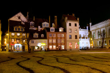 riga old city. livu square at night 7104