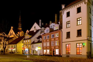riga old city. livu square at night 7105