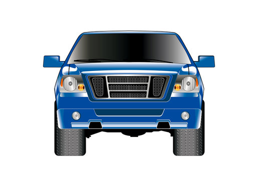 Blue Pickup Truck Front