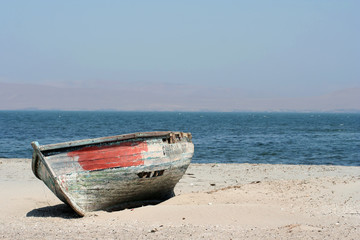 shipwreck on the sand (horizontal view)