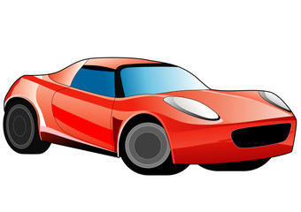 Plakat red sports car cartoonish