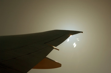 sun behind a wing