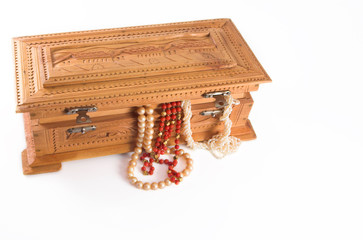 jewelry box with jewels hanging out
