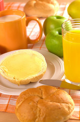 bread and butter and honey for breakfast