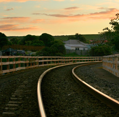 Obraz premium railway track in a bend