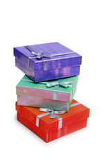 three gift boxes isolated on the white background