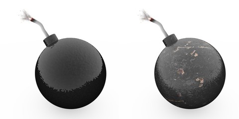 bombs with lit fuses