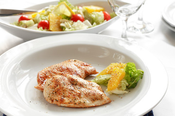 chicken medallions with salad