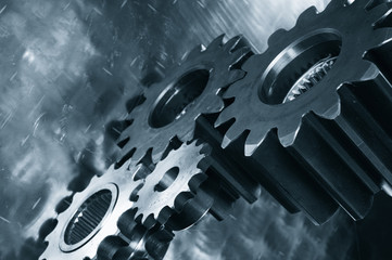 gear machinery in dark metallic blue