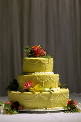 wedding cake with cool lighting