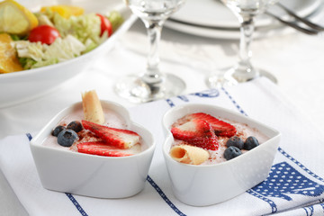 yogurt dessert with fruits