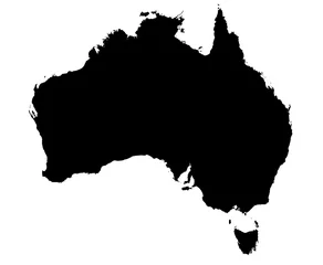 Papier Peint photo Lavable Australie carte de l& 39 australie en noir et blanc