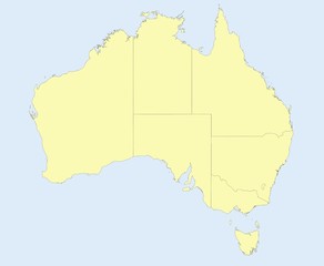 yellow map of australia