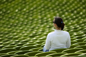 female spectator in a stadium