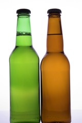 two beer bottles