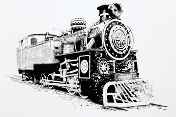 india : old train illustration - 2901859