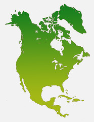 map of north and central america green