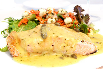 salmon and salad