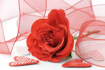 rose, ribbon and hearts