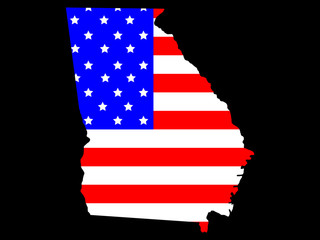 map of the state of georgia and american flag