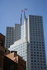 Fototapeta premium building with american flags
