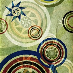 grunge retro circles - green