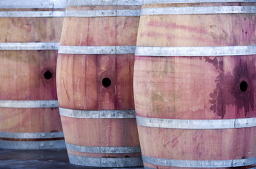 worn wine barrels