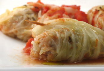 stuffed cabbage roll with toothpick
