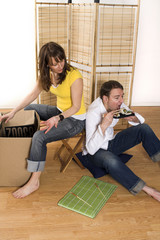 happy couple in new place