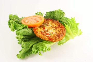 pizza on lettuce