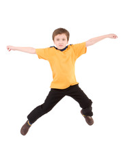 young boy jumping up