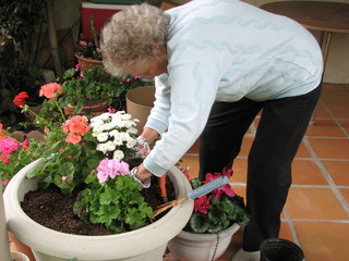 senior female gardening