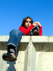 kid on a wall