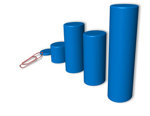 histogramme bleu et trombonne rouge