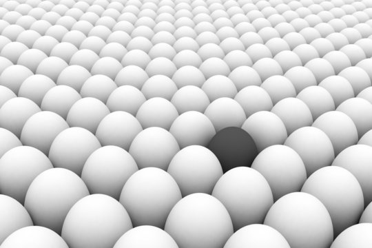 3d image of the eggs group with one different egg