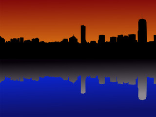 boston skyline reflected