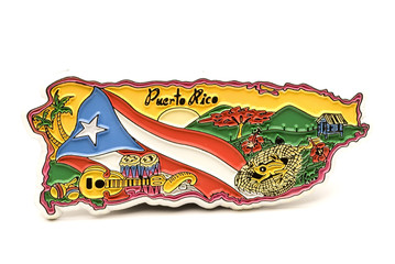 souvenir magnet of puerto rico in shape of the cou